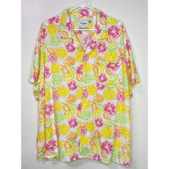 Goodfellow & Co Other - Goodfellow & Co Mens XXL Tropical Citrus Fruit Print Short Sleeve Camp Shirt